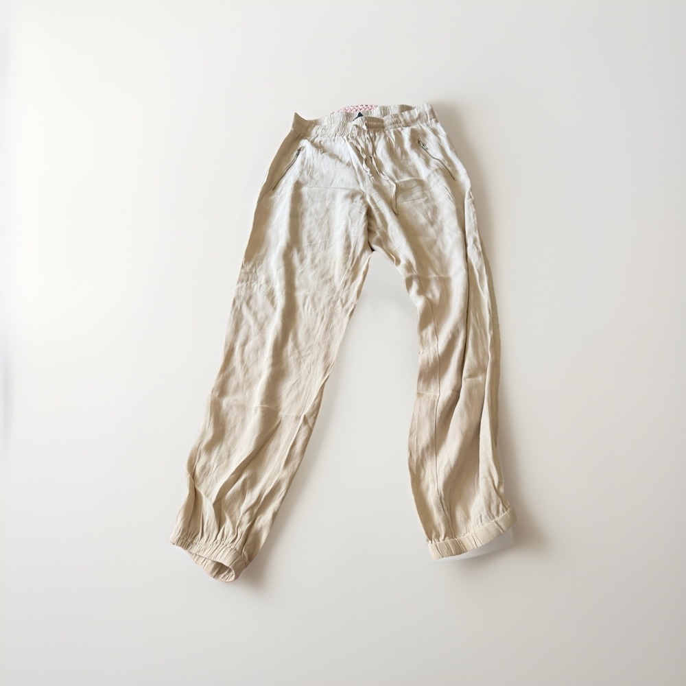 Harlowe & Graham Womens Beige Jogger Pants Medium Elastic Waist Lounge Casu